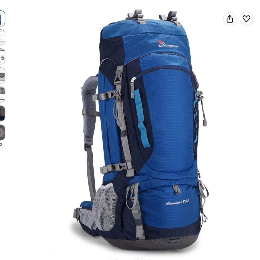 MOUNTAINTOP 60L Internal Frame Backpack outdoor hiking camping bladder ripstop